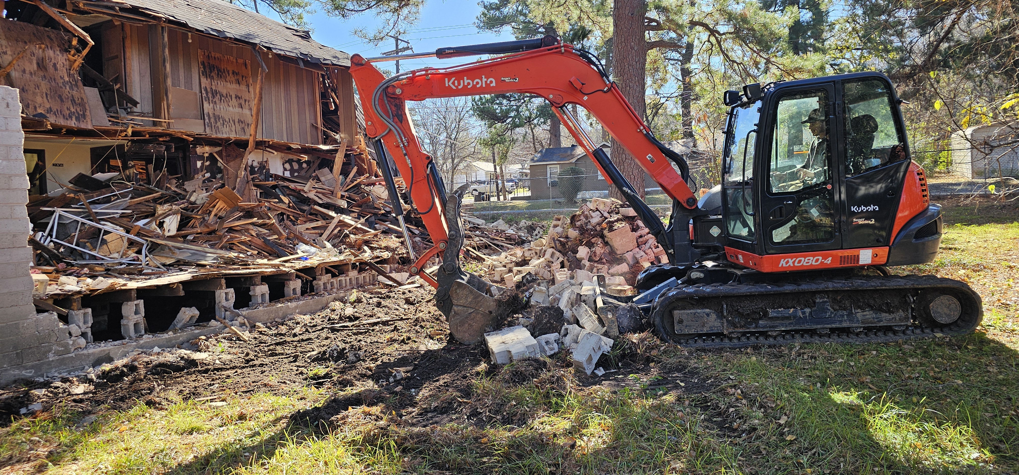 Demolition contractor crew at work in Longview TX